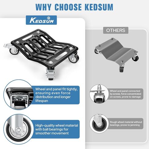 KEDSUM Car Dolly Set of 4, 6000 LBS Heavy Duty Car Wheel Dolly, High-tensile Structural Steel & Reinforced Rid Design for Moving Cars, Trailers, SUV, Motorcycles and Boats in Kuwait