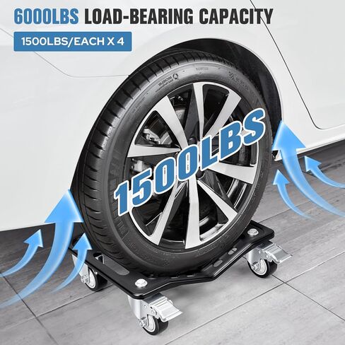 KEDSUM Car Dolly Set of 4, 6000 LBS Heavy Duty Car Wheel Dolly, High-tensile Structural Steel & Reinforced Rid Design for Moving Cars, Trailers, SUV, Motorcycles and Boats in Kuwait