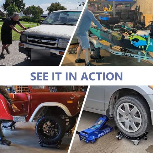 KEDSUM Car Dolly Set of 4, 6000 LBS Heavy Duty Car Wheel Dolly, High-tensile Structural Steel & Reinforced Rid Design for Moving Cars, Trailers, SUV, Motorcycles and Boats in Kuwait