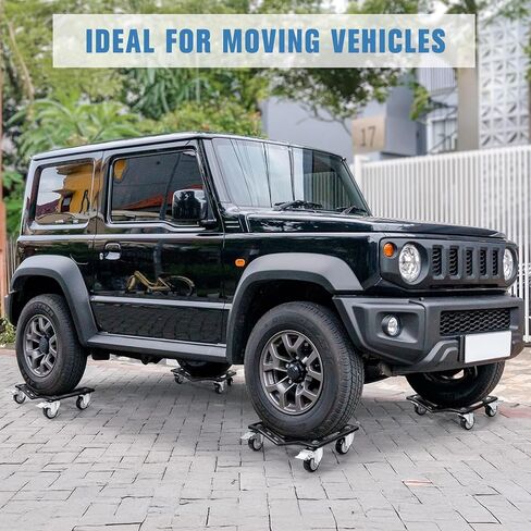 KEDSUM Car Dolly Set of 4, 6000 LBS Heavy Duty Car Wheel Dolly, High-tensile Structural Steel & Reinforced Rid Design for Moving Cars, Trailers, SUV, Motorcycles and Boats in Kuwait