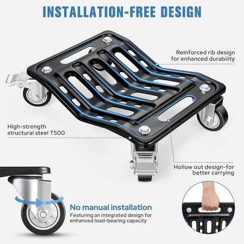 KEDSUM Car Dolly Set of 4, 6000 LBS Heavy Duty Car Wheel Dolly, High-tensile Structural Steel & Reinforced Rid Design for Moving Cars, Trailers, SUV, Motorcycles and Boats in Kuwait