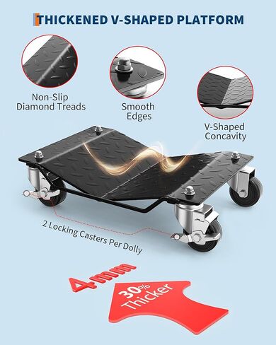 Wheel Dolly Set of 4, Car Moving Dolly 6000LBS Heavy-Duty Cart for Moving Cars, Trucks, Trailers, Motorcycles, and Boats, Black in Saudi Arabia