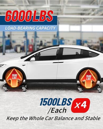 Wheel Dolly Set of 4, Car Moving Dolly 6000LBS Heavy-Duty Cart for Moving Cars, Trucks, Trailers, Motorcycles, and Boats, Black in Saudi Arabia