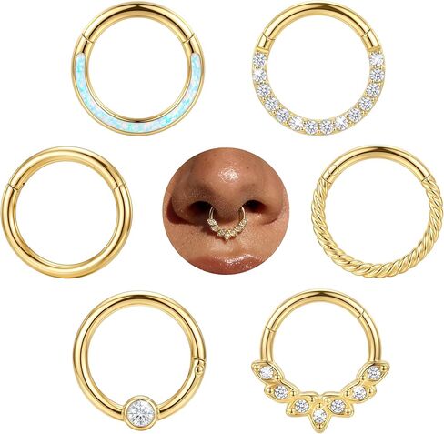 THUNARAZ 316L Surgical Steel Hinged Nose Rings Hoop 16G 18G Septum Rings for Women Men Clicker Cartilage Earrings Daith Helix Hoop Tragus Conch Piercing Jewelry 8mm 10mm in Kuwait