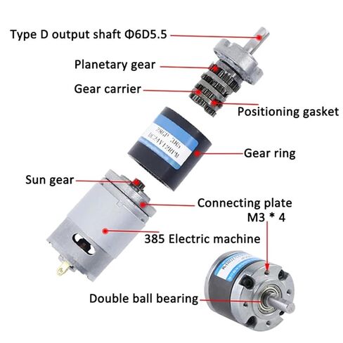 28GP-385 Planetary Gearbox Miniature DC Reduction Motor Speed Regulation Low Noise 24V Motor Metal Gear(Single Motor,12V 16RPM) in Saudi Arabia