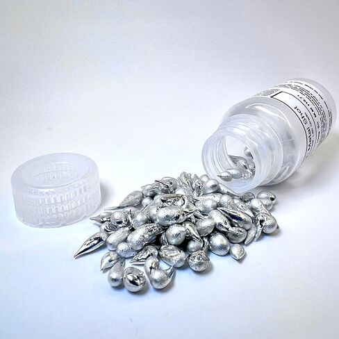 Tin Metal Shot – 100 g – Sn Metal – Labeled Polypropylene Bottle – Laboratory & Research Supply in Saudi Arabia