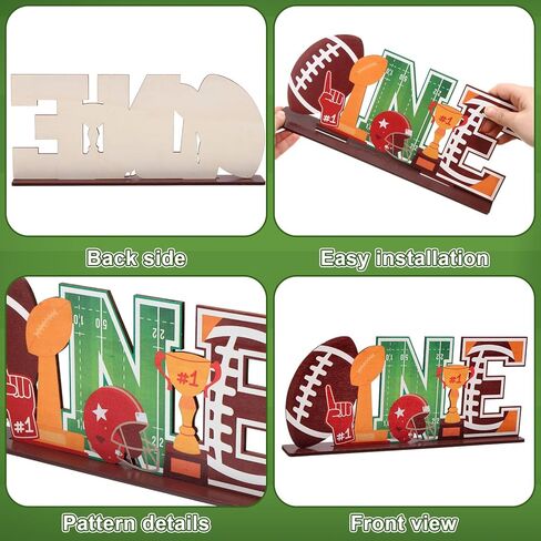 First Year Down Birthday Party Decorations 1st Football Birthday Decorations Wooden Table Centerpiece First Year Down One Sign for Boys Football Theme Touchdown Birthday Party Decor in Kuwait