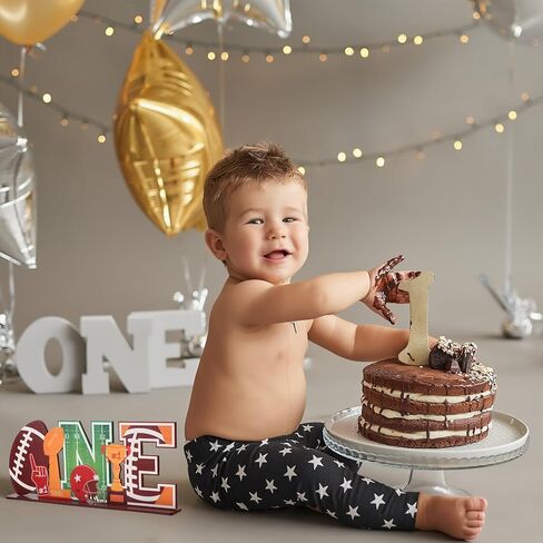 First Year Down Birthday Party Decorations 1st Football Birthday Decorations Wooden Table Centerpiece First Year Down One Sign for Boys Football Theme Touchdown Birthday Party Decor in Kuwait