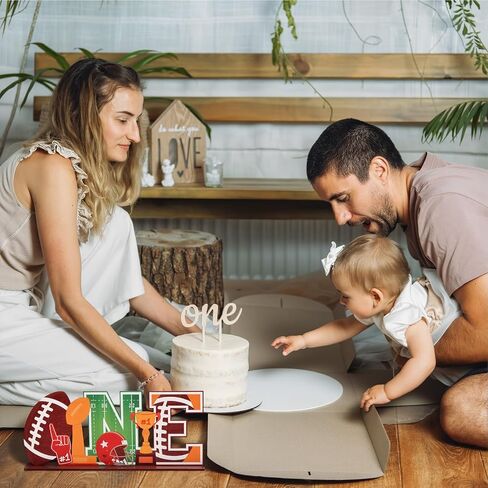 First Year Down Birthday Party Decorations 1st Football Birthday Decorations Wooden Table Centerpiece First Year Down One Sign for Boys Football Theme Touchdown Birthday Party Decor in Kuwait