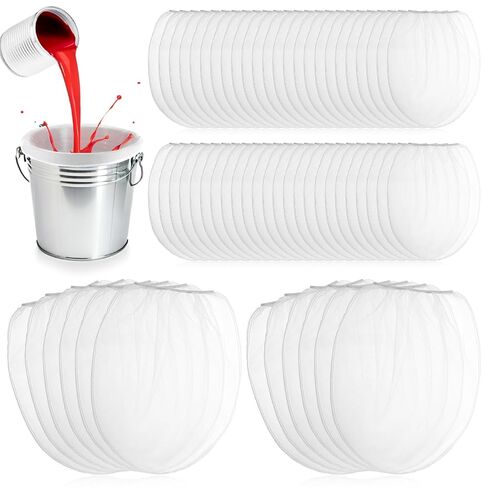 SHENLIU 60 Pieces Paint Strainer Bags 1 Gallon, White Fine Mesh Disposable Paint Filter Bag with Elastic Drawstring Top Opening for Gardening in Kuwait