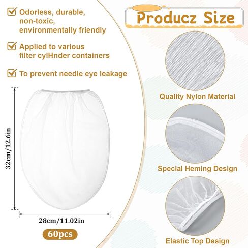 SHENLIU 60 Pieces Paint Strainer Bags 1 Gallon, White Fine Mesh Disposable Paint Filter Bag with Elastic Drawstring Top Opening for Gardening in Kuwait