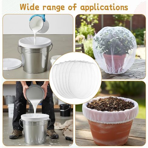 SHENLIU 60 Pieces Paint Strainer Bags 1 Gallon, White Fine Mesh Disposable Paint Filter Bag with Elastic Drawstring Top Opening for Gardening in Kuwait