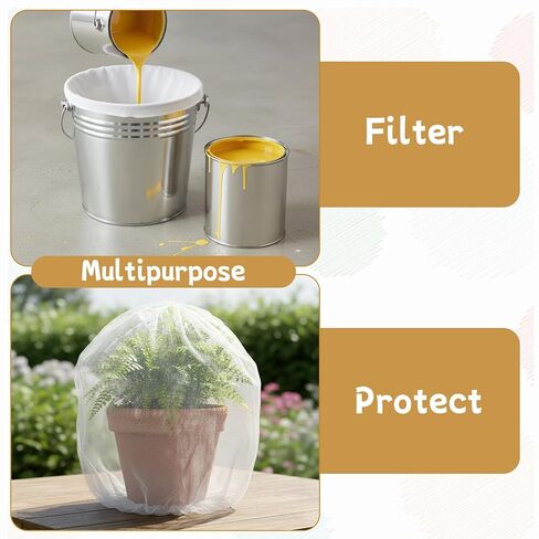 SHENLIU 60 Pieces Paint Strainer Bags 1 Gallon, White Fine Mesh Disposable Paint Filter Bag with Elastic Drawstring Top Opening for Gardening in Kuwait