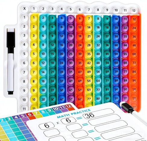 Educational Multiplication Table Pop Fidget Toy, Rainbow Colors, with Dry Erase Marker in Kuwait