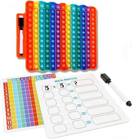 Educational Multiplication Table Pop Fidget Toy, Rainbow Colors, with Dry Erase Marker in Kuwait