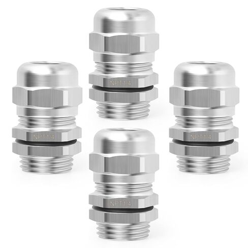 4 قطعة 1/4 "NPT وصلة كابل نحاس مطلي بالنيكل، غدة كابل معدنية مقاومة للماء، حماة غدة كابل قابلة للتعديل 3-6.5 مم in Kuwait