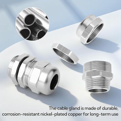 4 قطعة 1/4 "NPT وصلة كابل نحاس مطلي بالنيكل، غدة كابل معدنية مقاومة للماء، حماة غدة كابل قابلة للتعديل 3-6.5 مم in Kuwait