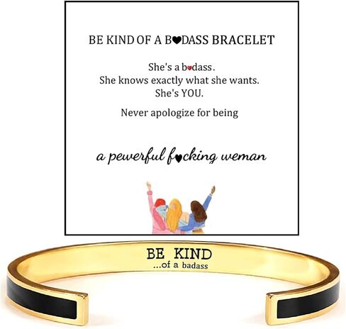 Be Kind Of A Badass Bracelet For Women, Inspirational Engraved Bangle Hidden Message Bracelets To My Badass Squad Best Friends Sorority Sisters Friendship Jewelry Gift in Kuwait