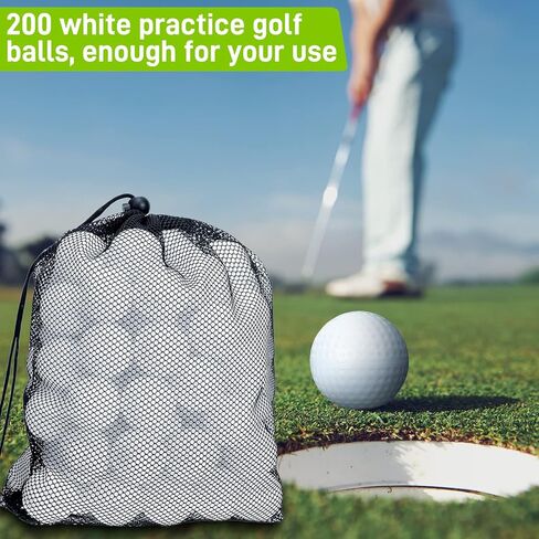 Yunsailing 200 Pcs Plastic Practice Golf Balls Limited Flight Training Golf Balls with 2 Mesh Bags for Indoor Outdoor Backyard Driving Range(White) in Saudi Arabia