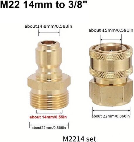 14mm to 3/8 Water Outlet Set,Durable Quick Connect Kits Hose Coupler For M22 High Pressure in Saudi Arabia