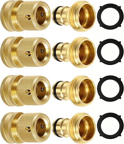 تركيبات خرطوم RainPoint سريعة التوصيل مقاس 3/4 بوصة GHT - موصلات خرطوم حديقة من النحاس الصلب، تصميم مانع للتسرب وملاءمة عالمية للاتصال الفوري (مجموعتان) in Kuwait