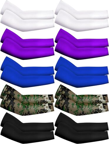 Geyoga 10 Pairs Kids Arm Sleeves Ice Cream Arm Sleeves Baseball Youth UV Protection Anti-slip Silk Covers in Kuwait