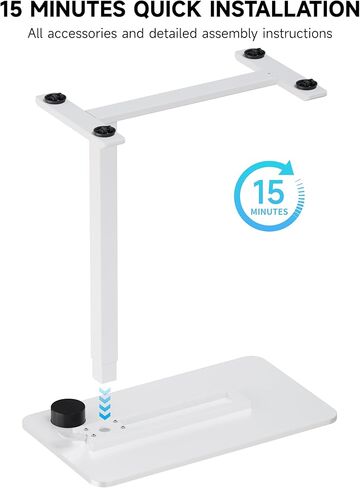 طاولة بجانب السرير قابلة للتعديل من BIZUM مع عجلات دوارة مخفية، مكتب قائم متنقل يعمل بالهواء المضغوط مع حامل أكواب لمنزل المستشفى (27.6 بوصة × 15.8 بوصة أبيض) in Kuwait