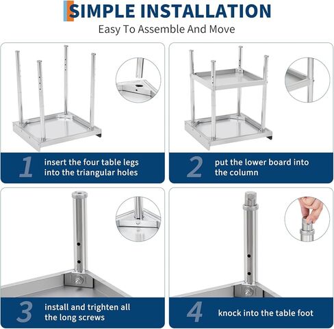 Equipment Grill Stand Table 12x24x30 Inch Stainless Steel NSF Certified 400 Lbs Capacity with Adjustable Legs, 2" Edge Baffle, for Hotel, Home, Commercial Restaurant Kitchen in Kuwait