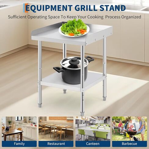 Equipment Grill Stand Table 12x24x30 Inch Stainless Steel NSF Certified 400 Lbs Capacity with Adjustable Legs, 2" Edge Baffle, for Hotel, Home, Commercial Restaurant Kitchen in Kuwait