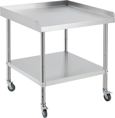 30"x30"x30" Stainless Steel Equipment Grill Stand Table with Wheels, NSF Certified, 400 lbs Capacity, Adjustable Height Legs, 2" Edge Baffle, for Restaurant, Kitchen, Hotel, Home in Kuwait