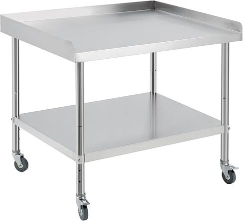 30"x30"x30" Stainless Steel Equipment Grill Stand Table with Wheels, NSF Certified, 400 lbs Capacity, Adjustable Height Legs, 2" Edge Baffle, for Restaurant, Kitchen, Hotel, Home in Saudi Arabia