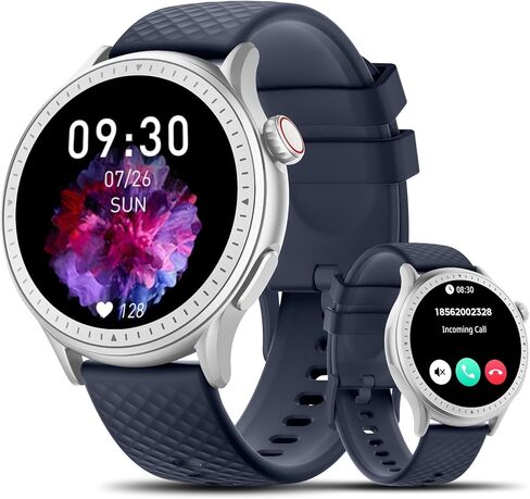 Smart Watch for Men Women, 1.46'' AMOLED Ultra-HD Screen Fitness Tracker with Heart Rate/Sleep/SpO2 Monitor, Answer/Make Call, 3ATM Waterproof Smartwatch for iPhone/Samsung/Android, 110+ Sport Modes in Kuwait