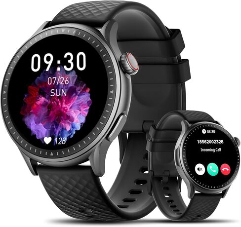 ساعة ذكية للرجال والنساء، شاشة AMOLED فائقة الدقة مقاس 1.46 بوصة لتتبع اللياقة البدنية مع مراقب معدل ضربات القلب/النوم/SpO2، الرد/إجراء المكالمات، ساعة ذكية مقاومة للماء 3ATM لهواتف iPhone/Samsung/Android، 110+ أوضاع رياضية in Kuwait