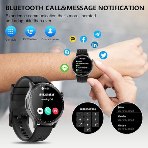 Smart Watch for Men Women, 1.46'' AMOLED Ultra-HD Screen Fitness Tracker with Heart Rate/Sleep/SpO2 Monitor, Answer/Make Call, 3ATM Waterproof Smartwatch for iPhone/Samsung/Android, 110+ Sport Modes in Saudi Arabia