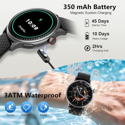Smart Watch for Men Women, 1.46'' AMOLED Ultra-HD Screen Fitness Tracker with Heart Rate/Sleep/SpO2 Monitor, Answer/Make Call, 3ATM Waterproof Smartwatch for iPhone/Samsung/Android, 110+ Sport Modes in Saudi Arabia
