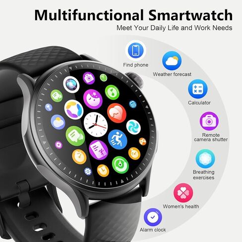 Smart Watch for Men Women, 1.46'' AMOLED Ultra-HD Screen Fitness Tracker with Heart Rate/Sleep/SpO2 Monitor, Answer/Make Call, 3ATM Waterproof Smartwatch for iPhone/Samsung/Android, 110+ Sport Modes in Saudi Arabia
