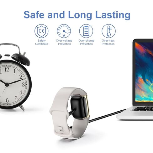 كابل شاحن بديل لـ Fitbit Charge 6/Charge 5/Luxe Fitness Tracker (3.3 قدم/1 حزمة) in Kuwait