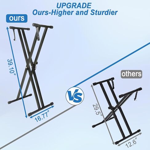 Keyboard Stand Piano Bench Set, 2026 Upgrade Heavy Duty Double X Keyboard Stand Piano Stand, Adjustable&Portable Digital Piano Stand with Locking Straps (Piano Keyboard Stand x 1, Piano Bench x 1), for 54-88 key Electric Pianos in Saudi Arabia