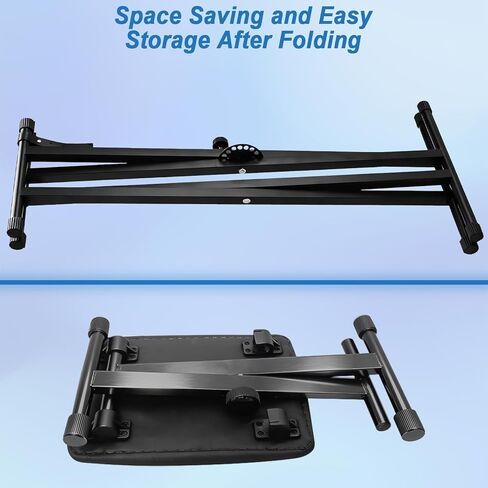 Keyboard Stand Piano Bench Set, 2026 Upgrade Heavy Duty Double X Keyboard Stand Piano Stand, Adjustable&Portable Digital Piano Stand with Locking Straps (Piano Keyboard Stand x 1, Piano Bench x 1), for 54-88 key Electric Pianos in Saudi Arabia