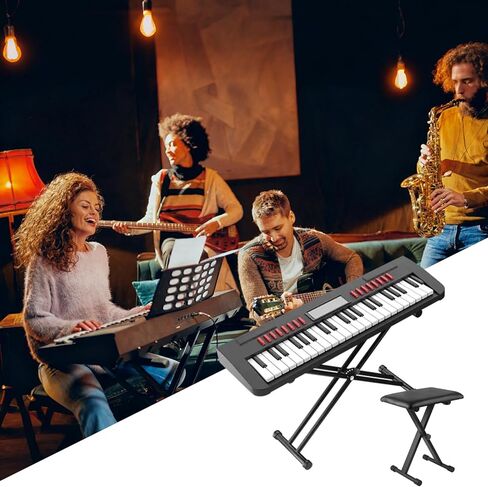 Keyboard Stand Piano Bench Set, 2026 Upgrade Heavy Duty Double X Keyboard Stand Piano Stand, Adjustable&Portable Digital Piano Stand with Locking Straps (Piano Keyboard Stand x 1, Piano Bench x 1), for 54-88 key Electric Pianos in Saudi Arabia