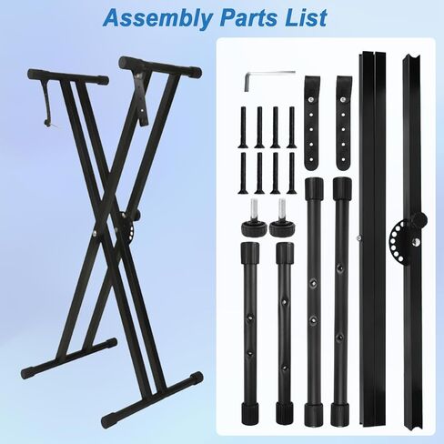 Keyboard Stand Piano Bench Set, 2026 Upgrade Heavy Duty Double X Keyboard Stand Piano Stand, Adjustable&Portable Digital Piano Stand with Locking Straps (Piano Keyboard Stand x 1, Piano Bench x 1), for 54-88 key Electric Pianos in Saudi Arabia