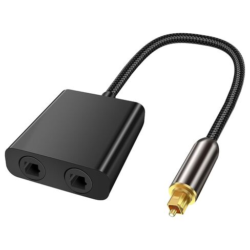 XMSJSIY Optical Cable Splitter 1 in 2 Out Toslink Digital Audio Fiber Optic Adapter Toslink 1 Male to 2 Female Dual Port Switch Selector Gold Plated Connector for TV CD DVD Amplifier Soundbar in Saudi Arabia