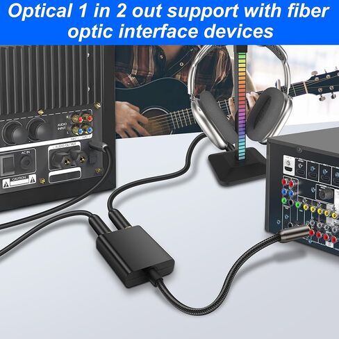 XMSJSIY Optical Cable Splitter 1 in 2 Out Toslink Digital Audio Fiber Optic Adapter Toslink 1 Male to 2 Female Dual Port Switch Selector Gold Plated Connector for TV CD DVD Amplifier Soundbar in Saudi Arabia