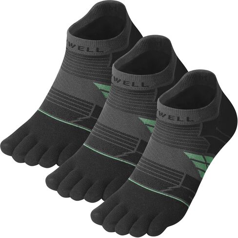 VWELL Toe Socks for Men/Women, COOLMAX Five Finger Socks, Compression Athletic Running Socks Ankle Toe Socks (3Pairs) in Kuwait