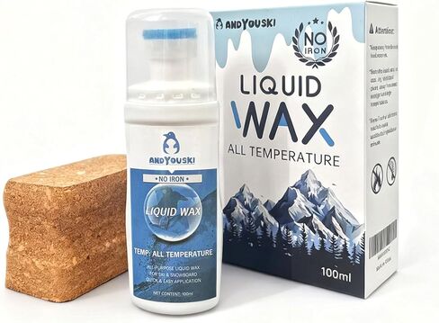 100ml Universal Liquid Ski & Snowboard Wax - All-Temperature, No-Iron Application, Includes Cork Applicator, Fluorine-Free Formula in Kuwait