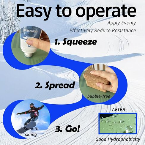 100ml Universal Liquid Ski & Snowboard Wax - All-Temperature, No-Iron Application, Includes Cork Applicator, Fluorine-Free Formula in Kuwait