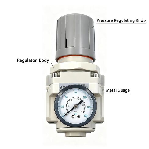 XingNEeng 1/2" NPT Air Compressor Pressure Regulator, for Compressed Air Drying System, 0-150 PSI Gauge, 5 Micron Brass Element, AR4000-04 with Thread Seal Tape in Kuwait