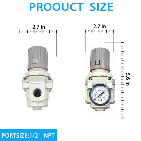 XingNEeng 1/2" NPT Air Compressor Pressure Regulator, for Compressed Air Drying System, 0-150 PSI Gauge, 5 Micron Brass Element, AR4000-04 with Thread Seal Tape in Kuwait