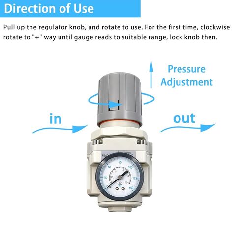 XingNEeng 1/2" NPT Air Compressor Pressure Regulator, for Compressed Air Drying System, 0-150 PSI Gauge, 5 Micron Brass Element, AR4000-04 with Thread Seal Tape in Kuwait