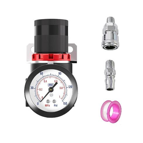 Air Compressor Pressure Regulator Kit,1/4 Inch NPT Mini Air Pressure Regulator with 0-150 PSI Gauge and Bracket for Compressed Air System Air Drying System (Black) in Kuwait